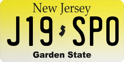 NJ license plate J19SPO