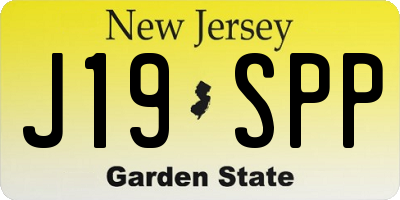 NJ license plate J19SPP