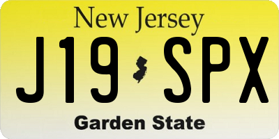 NJ license plate J19SPX