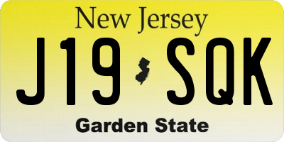 NJ license plate J19SQK