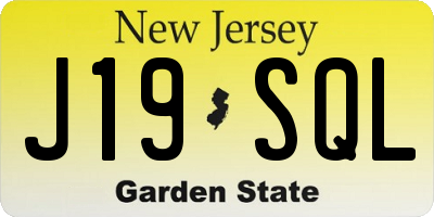 NJ license plate J19SQL