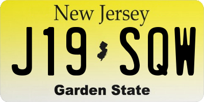 NJ license plate J19SQW