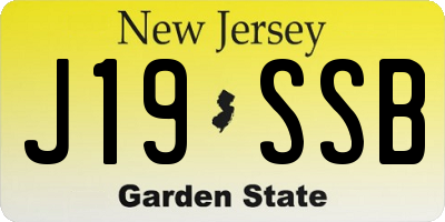 NJ license plate J19SSB