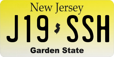 NJ license plate J19SSH
