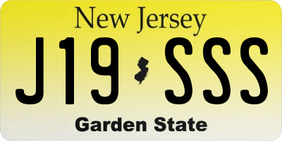 NJ license plate J19SSS