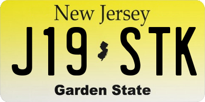 NJ license plate J19STK