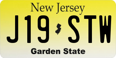 NJ license plate J19STW