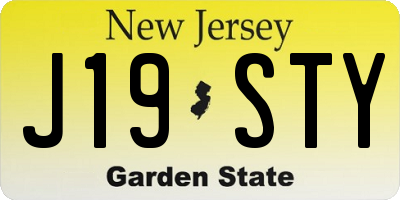 NJ license plate J19STY