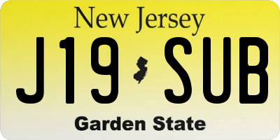 NJ license plate J19SUB