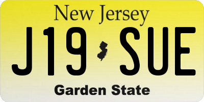 NJ license plate J19SUE