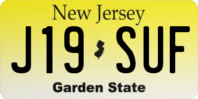 NJ license plate J19SUF