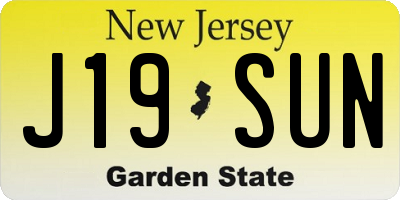 NJ license plate J19SUN