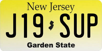 NJ license plate J19SUP