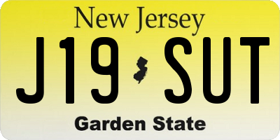 NJ license plate J19SUT