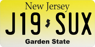 NJ license plate J19SUX
