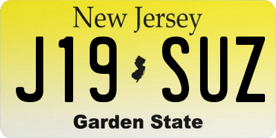 NJ license plate J19SUZ