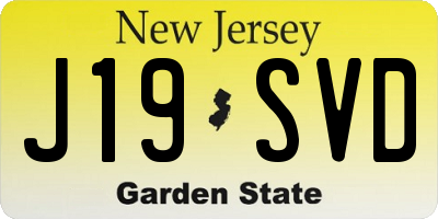 NJ license plate J19SVD