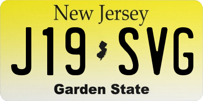 NJ license plate J19SVG