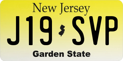 NJ license plate J19SVP