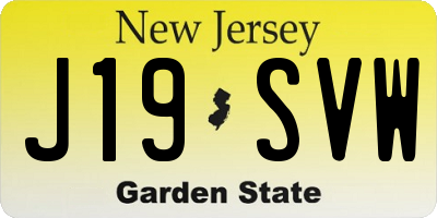 NJ license plate J19SVW