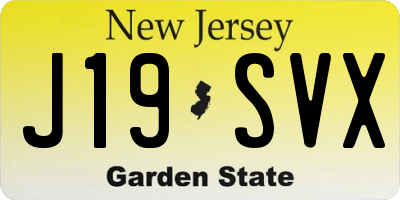 NJ license plate J19SVX