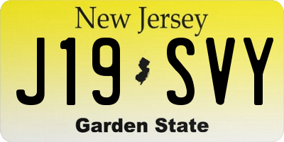 NJ license plate J19SVY