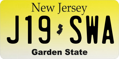 NJ license plate J19SWA