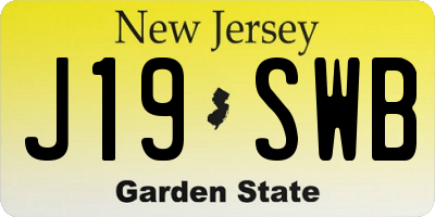 NJ license plate J19SWB