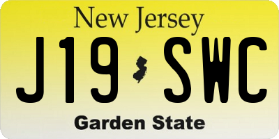 NJ license plate J19SWC