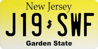 NJ license plate J19SWF