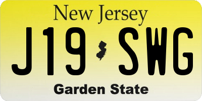 NJ license plate J19SWG