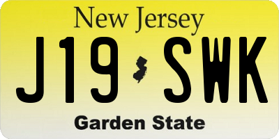 NJ license plate J19SWK