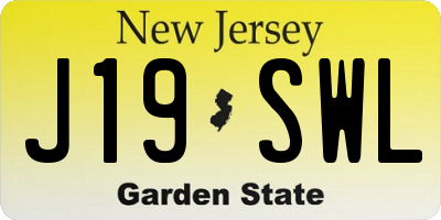NJ license plate J19SWL