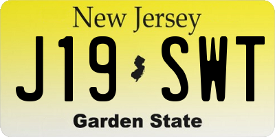 NJ license plate J19SWT