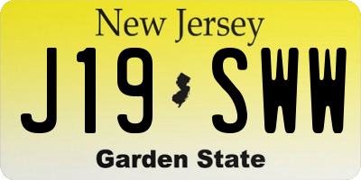 NJ license plate J19SWW