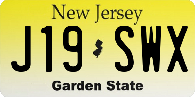 NJ license plate J19SWX