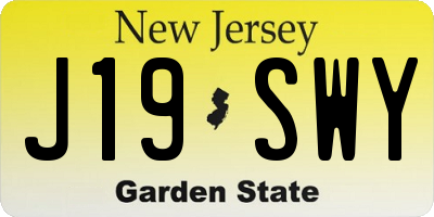 NJ license plate J19SWY