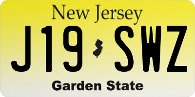NJ license plate J19SWZ