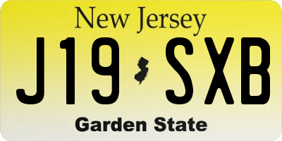 NJ license plate J19SXB