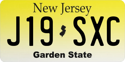 NJ license plate J19SXC