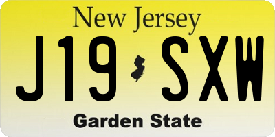 NJ license plate J19SXW