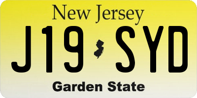 NJ license plate J19SYD