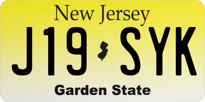 NJ license plate J19SYK