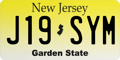 NJ license plate J19SYM