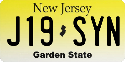 NJ license plate J19SYN