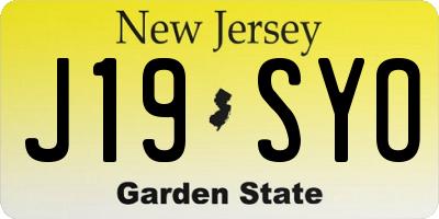 NJ license plate J19SYO