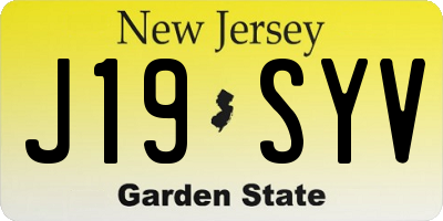NJ license plate J19SYV