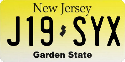 NJ license plate J19SYX