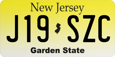 NJ license plate J19SZC