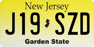 NJ license plate J19SZD
